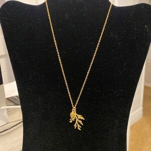 Gold toned leaf branch and acorn